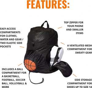 OEM Custom Logo Casual Sports Gym <b>Backpack</b> Football Basketball <b>Backpack</b> with <b>Drawstring</b> Ball Storage - Product Image 3