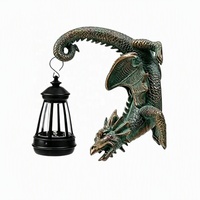 Lampe murale solaire en résine en forme de lézard, statue d'animal pour jardin, décoration extérieure