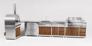 Desain Baru Dapur Luar Ruangan Dibangun Di Stainless Steel Anti Karat Pintu Kabinet Panggangan