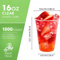 Gobelets transparents en PET à paroi simple de 16 oz avec couvercles en dôme, durables, pour café glacé, matcha, soda, jus de fruits