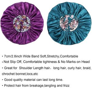 QINGYAN Bonnet <span class=keywords><strong>Femme</strong></span> Africaine en Satin à Imprimé Personnalisé, Vente en Gros, avec Ruban Extra Large et Bande Fleurie Confortable pour Tresses et Boucles - Product Image 4