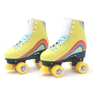 Roller skates sapatos pretos estilo infantil e buchas de patins rolos