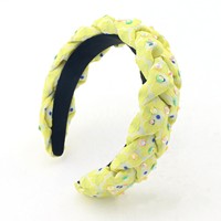 AB personnalisé Jacquard graine cristal perle tresse perle bandeau jaune paillettes tissu pour filles luxe accessoire de cheveux
