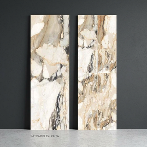 Losas de porcelana premium Vistaar de 800x2400 mm, estilo mármol Calacatta Statuario, baldosas de piedra sinterizada para paredes y pisos interiores. - Product Image 1