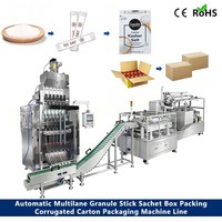 Ligne d'emballage automatique CE pour sachets de sucre et de sel, machine d'emballage de granulés en bâtonnets à 6 voies, machine de mise en carton