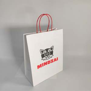 Sacs en papier kraft blanc et brun KM, sacs cadeaux, sacs de transport avec logos, impression personnalisée, sacs en papier pour boutique avec poignées - Product Image 4