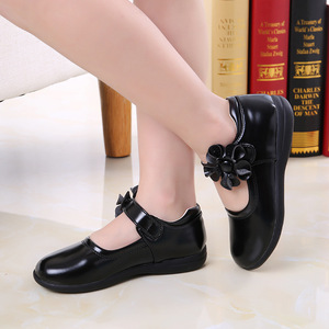 Filles Pu Chaussures en cuir pour enfants Robe <span class=keywords><strong>de</strong></span> mariage Princesse <span class=keywords><strong>Danse</strong></span> Enfants Été Noeud Nœud Noir Étudiant Sandales - Product Image 2