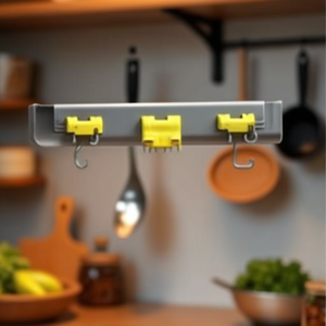Portautensili da parete grigio con ganci per l'organizzazione di utensili e attrezzi da cucina - Product Image 3