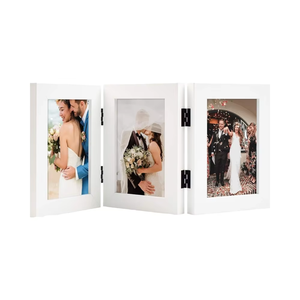 Cadre photo en bambou à <span class=keywords><strong>trois</strong></span> images Long River, écologique, à <span class=keywords><strong>trois</strong></span> volets, avec charnières, pour bureau, <span class=keywords><strong>collage</strong></span>, véritable verre, affichage familial, moderne - Product Image 1