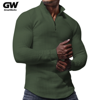 Pull-over décontracté pour homme, style coréen, couleur unie, tricoté, anti-plis, grande taille, avec fermeture éclair, 100 % polyester