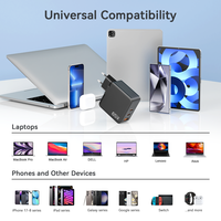 Chargeur GaN 65W PD 2C1A Prise EU Certifié CE FCC RoHS Vente en Gros d'Usine Chargeur USB C GaN QC Charge Rapide pour Ordinateur Portable