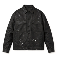 Veste en jean pour homme XUCHANG OEM, personnalisable avec logo, de haute qualité, style streetwear, effet éclaboussures cirées, 100% coton, design original