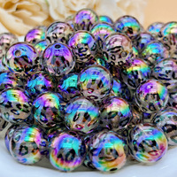 Perles acryliques électroplaquées 16 mm avec revêtement UV pour la fabrication de bijoux DIY, breloques pour stylos, accessoires pour sangles de téléphone