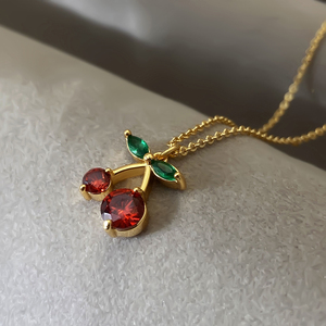 Collares con Colgante de Cereza de Circonita Cúbica, Chapados en Oro de 18K, Diseño Sencillo y Encantador, Precio de Fábrica 2026 - Product Image 3