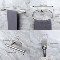Accessoires de salle de bain, ensemble de 6 pièces, porte-papier toilette et crochets à serviettes en acier 304, barre à serviettes autocollante