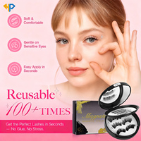 Cils magnétiques réutilisables ODM, demi-cils effet œil de chat, légers, glamour, avec applicateur, kit de cils magnétiques