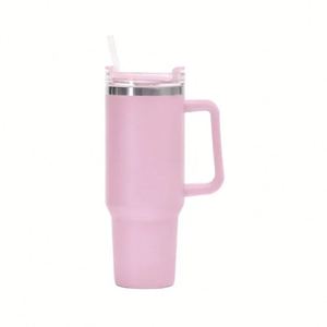 Vaso Térmico de Acero Inoxidable de 40oz con Aislamiento al Vacío, Asa y Popote, Mantiene Bebidas Calientes/Frías de 6 a 12 Horas, Portátil, Estilo Americano, para Viajes - Product Image 1