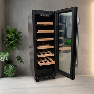 Cave à vin compacte autoportante 1 porte vitrée, étagères réglables, dégivrage automatique, refroidissement par compresseur, usage domestique - Product Image 1