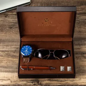 Besery Топ Роскошный дизайн новый модный кошелек Солнцезащитные очки Мужские автоматические механические деловые часы набор