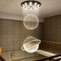 Lustre moderne en cristal argenté creux de grande taille, luminaire suspendu LED à 3 couleurs et intensité variable pour villa duplex, hall d'hôtel