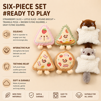 Nouveaux jouets en peluche couineurs sur le thème alimentaire pour animaux de compagnie, motif brodé vif, rembourrage en coton PP, jouet doux et résistant aux morsures pour chiens et chats