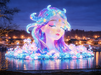 Schlafendes Mädchen Lichtinstallation Nachtszene Thanksgiving Diwali Abschlussfeier Handgefertigte Wasserdichte Leuchtende Außen-/Innendekoration