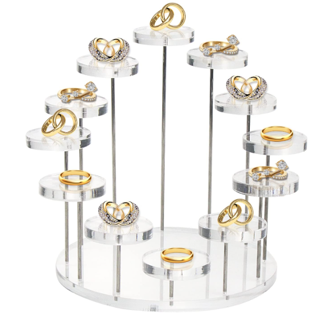 TP -Présentoir à Bijoux 3 Couches,étagère En Acrylique Transparent,en Acier Inoxydable,pour
