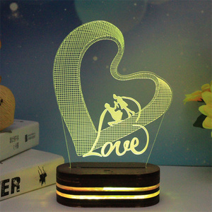 Christmas Lovely Valentine's Day Wedding Color <strong>Changing</strong> Acrylic 3D Night Light - Product Image 6