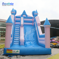 Château Gonflable Commercial Bleu et Blanc avec Toboggan Combo pour Enfants, Maison de Rebond et Toboggan Sec pour Location de Fêtes et Aire de Jeux Extérieure