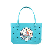 Sac de plage en EVA de grande taille pour femmes, couleur unie, résistant à l'eau, sac de voyage portable pour l'extérieur avec fermeture ouverte