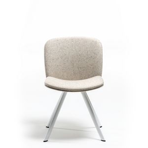 Chaise multifonctionnelle Libera Home Office au design minimaliste et moderne, avec quatre pieds elliptiques, entièrement rembourrée en tissu et structure en bois - Product Image 1