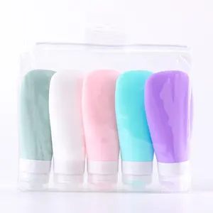 Hot Sale Leafree 100/150ml Squeeze Toiletries Cosmetic Leakproof Silicone Travel Bottle Silicone Set Essentials Kit