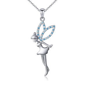 Csja — collier pendentif avec ailes d'ange en argent Sterling 925, bijou féerique - Product Image 1