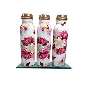 Botella de agua con diseño floral y tapa de rosca, apta para lavavajillas, ecológica, botella de cobre puro, regreso a clases - Product Image 4