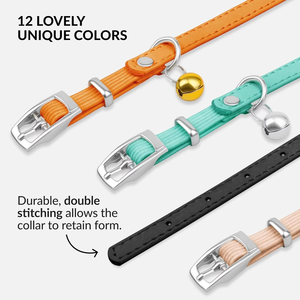 Collar de Cuero de Alta Calidad NiBao para Gatos con Campana y Correa Elástica de Seguridad para Gatos Pequeños y Grandes - Product Image 1