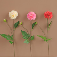 Fleurs de dahlia en soie haut de gamme, faites à la main, modernes, réalistes et hydratantes, à double tête, branche unique, pour salon et table à manger