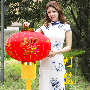 Kích Thước 60Cm Trung Quốc Lụa Đèn Lồng Truyền Thống Đổ Xô Trung Quốc Màu Đỏ Đèn Lồng - Product Image 2