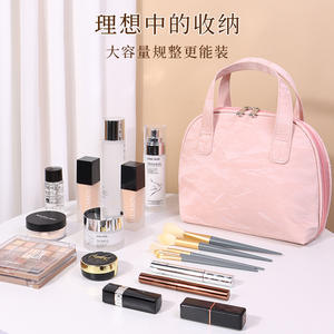 Sac de rangement pour cosmétiques, pochette de maquillage de voyage compartimentée, étanche, grande capacité, avec poignée souple, pour un usage quotidien - Product Image 5