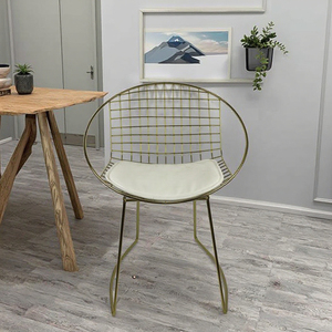 <span class=keywords><strong>Chaise</strong></span> d'appoint nordique en fil métallique, dossier haut, durable, tendance européenne, pour restaurant - Product Image 2