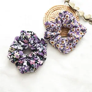 MIO nouveau violet été populaire cheveux chouchous joli Floral imprimé élastique pour queue de cheval accessoires de cheveux élastiques