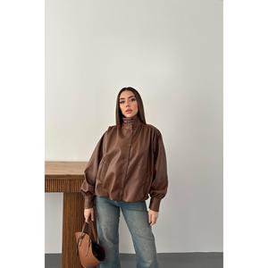 Chaqueta de Piel de Oveja Marrón Reversible al por Mayor, Forro de Lino con Spandex Satinado, Temporada de Otoño, Botones, Flecos, Apliques de Perlas - Product Image 5