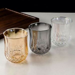 Vasos de Whisky Creativos y Ecológicos de PP, Aluminio y Vidrio - También para Brandy y Licores. Tazas con Diseño de Diamantes Engrosadas para Uso Doméstico - Product Image 4