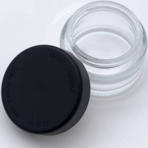 Cannacoast Contenedor de concentrado resistente a los niños Tarro de vidrio de flores redondo transparente en tamaños de 1oz 2oz 3oz - Product Image 2