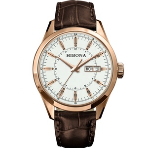 Relojes de negocios mecánicos de marca de lujo de alta calidad para hombres Estilo de moda chapado en oro con diseño chino - Product Image 1