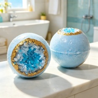 Bombes de bain géodes cristallines de luxe bio OEM, parfum/couleur personnalisés, sans alcool, véganes, avec feuille d'or, logo personnalisé, marque privée