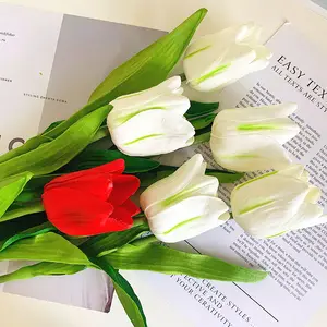 Оптовая продажа, искусственный Шелковый цветок, тюльпаны, искусственный на ощупь Искусственный тюльпан, декоративное настенное сочетание