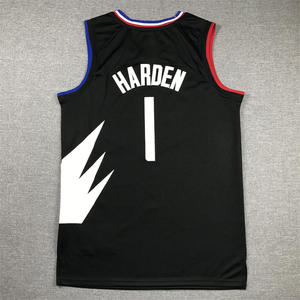 Ballon de basket-ball pour hommes, brodé et cousu, noir, bleu, blanc, vente en gros et haute qualité, 2025 # 1 <span class=keywords><strong>maillot</strong></span> de James Harden des <span class=keywords><strong>Clippers</strong></span> - Product Image 3