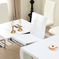 Table de salle à manger rectangulaire carrée en MDF en bois extensible de luxe moderne pour restaurant cuisine