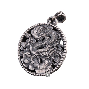 จี้เงินแท้ S999 รูปมังกร พร้อมสร้อยคอแบบ Filigree ลายกลม - เครื่องประดับสำหรับเป็นของขวัญในงานปาร์ตี้ - Product Image 1