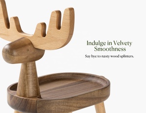 Décor à la maison plateau à clés en <span class=keywords><strong>bois</strong></span> pour entrée Table et bureau cerf elfe bijoux fourre-tout plateau organisateur porte-anneau - Product Image 3